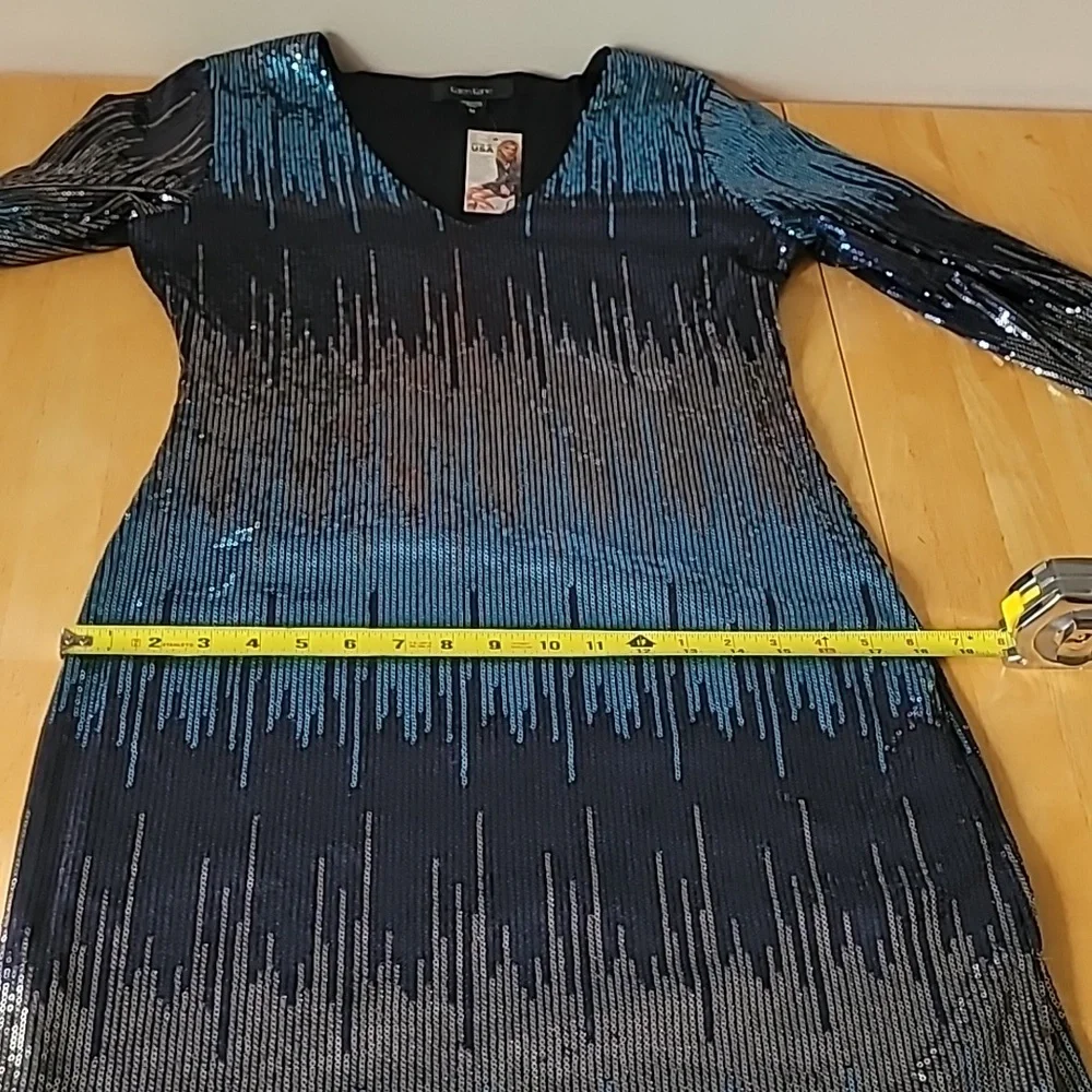 Karen Kane Blue Waterfall Sequin Sheath Dress - Picture 11 of 15